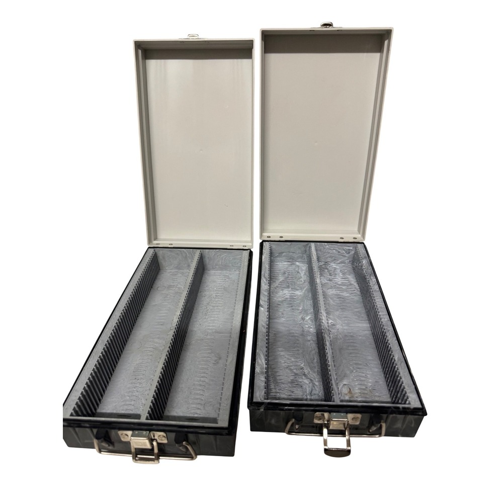 Vintage Agfa Slide‎ Storage Cases Set of 2 Grey Black Plastic 35mm Photo Box